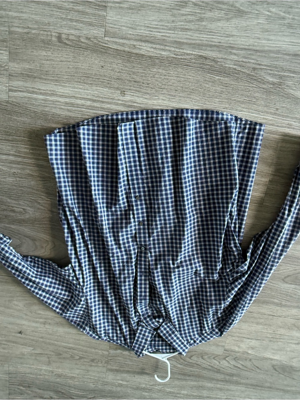 Jos. A. Bank Navy and White Plaid Button-Up Shirt